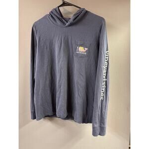 Vineyard Vines "I Love Lacrosse" hooded long-sleeve t-shirt in Navy Blue - SZ L